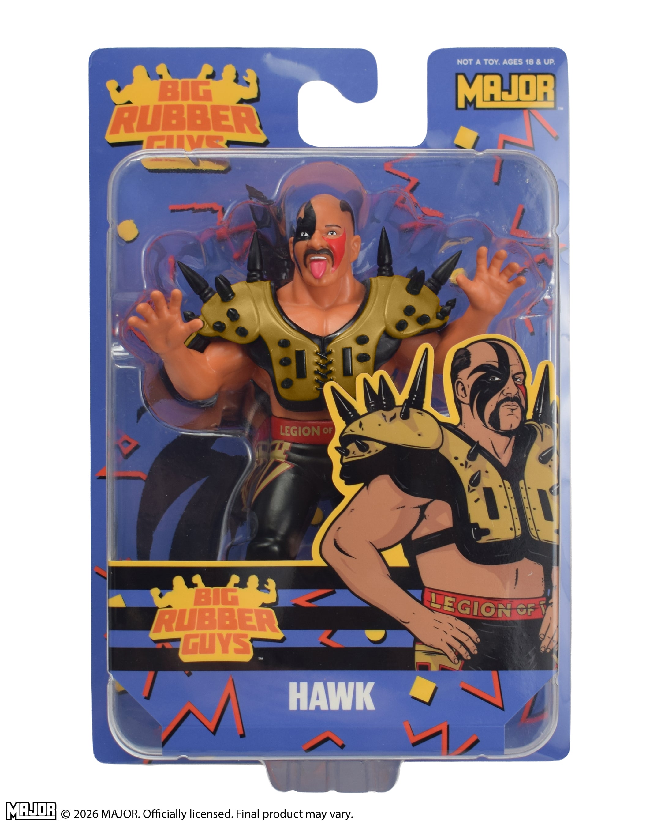 Road Warrior Hawk (Gold) Big Rubber Guy Action Figure, 1980s Retro