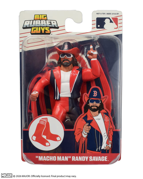 "Macho Man" Randy Savage MLB Boston Red  Sox Big Rubber Guy Action Figure, 1980s Retro 8" Collectible Toy (SHIPS IN NOVEMBER)
