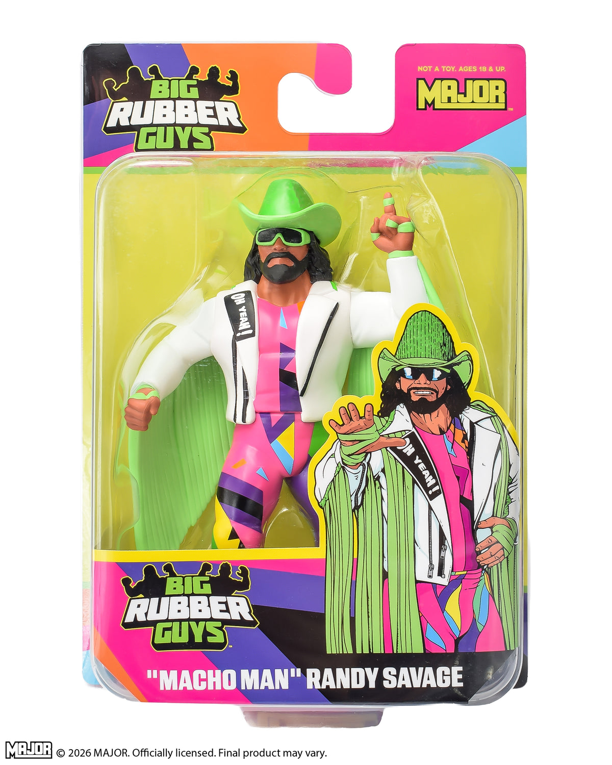 "Macho Man" Randy Savage Studio Big Rubber Guy Action Figure, 1980s Retro 8" Collectible Toy (SHIPS IN NOVEMBER)