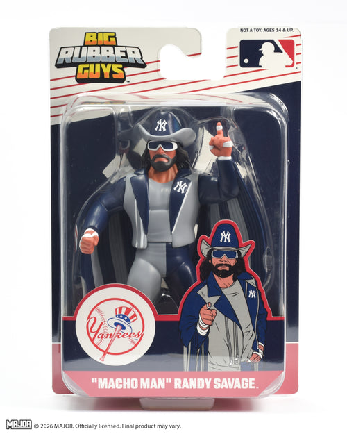 "Macho Man" Randy Savage MLB New York Yankees Big Rubber Guy Action Figure, 1980s Retro 8" Collectible Toy