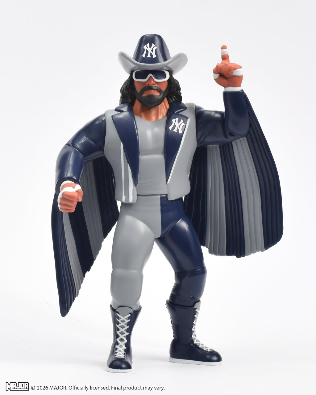 "Macho Man" Randy Savage MLB New York Yankees Big Rubber Guy Action Figure, 1980s Retro 8" Collectible Toy