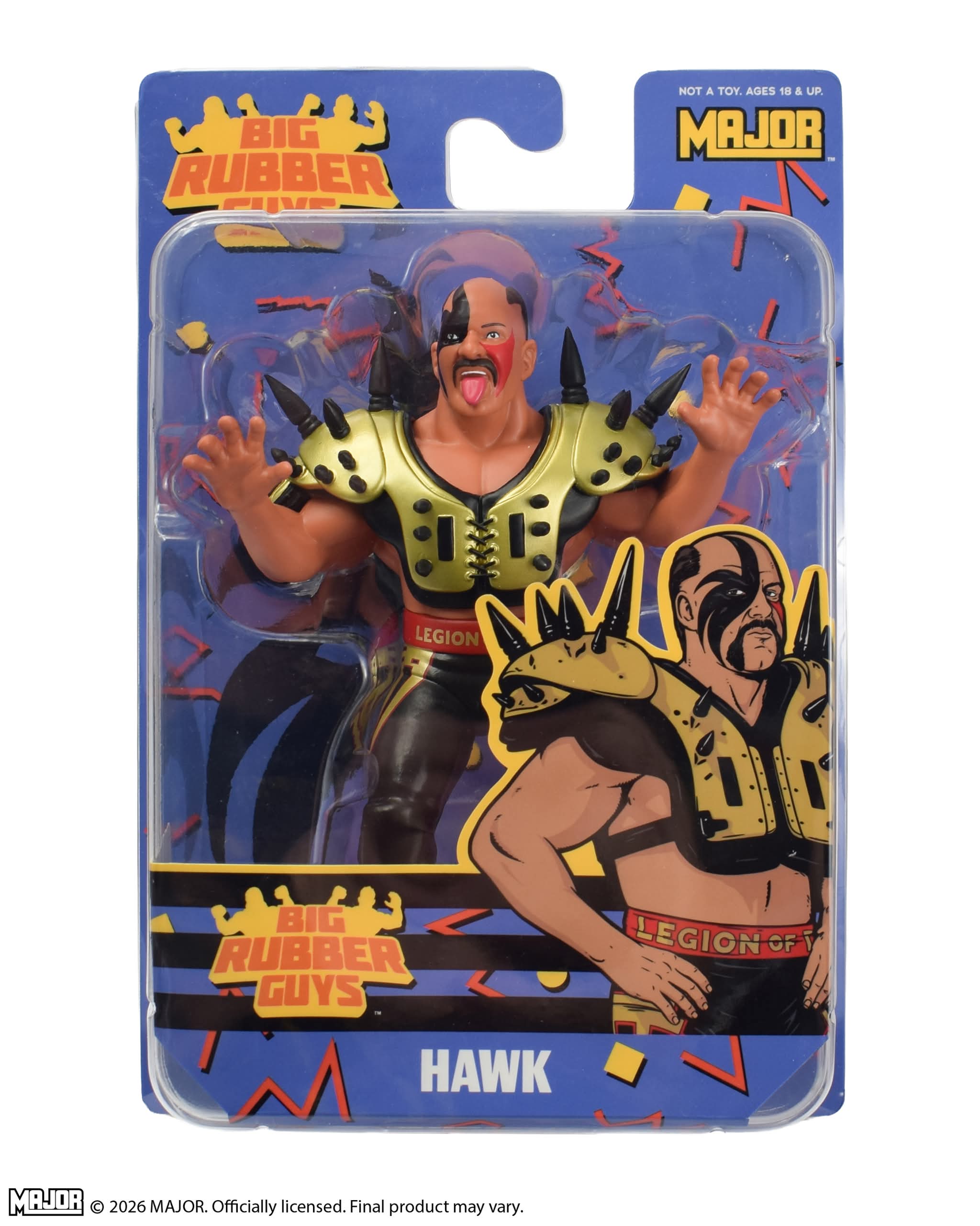 Road Warrior Hawk (Gold) Big Rubber Guy Action Figure, 1980s Retro