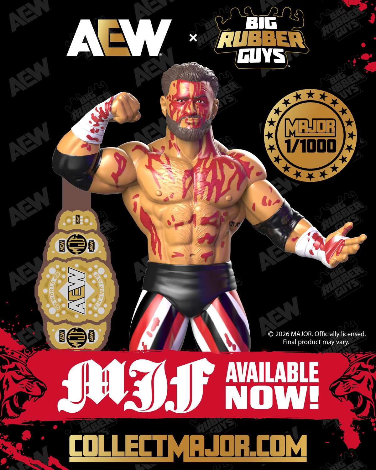 Limited to 1,000 MJF Bloody - AEW Revolution 2026 Big Rubber Guy Action Figure, 1980s Retro 8" Collectible Toy (FREE US SHIPPING - SHIPS IN APRIL)