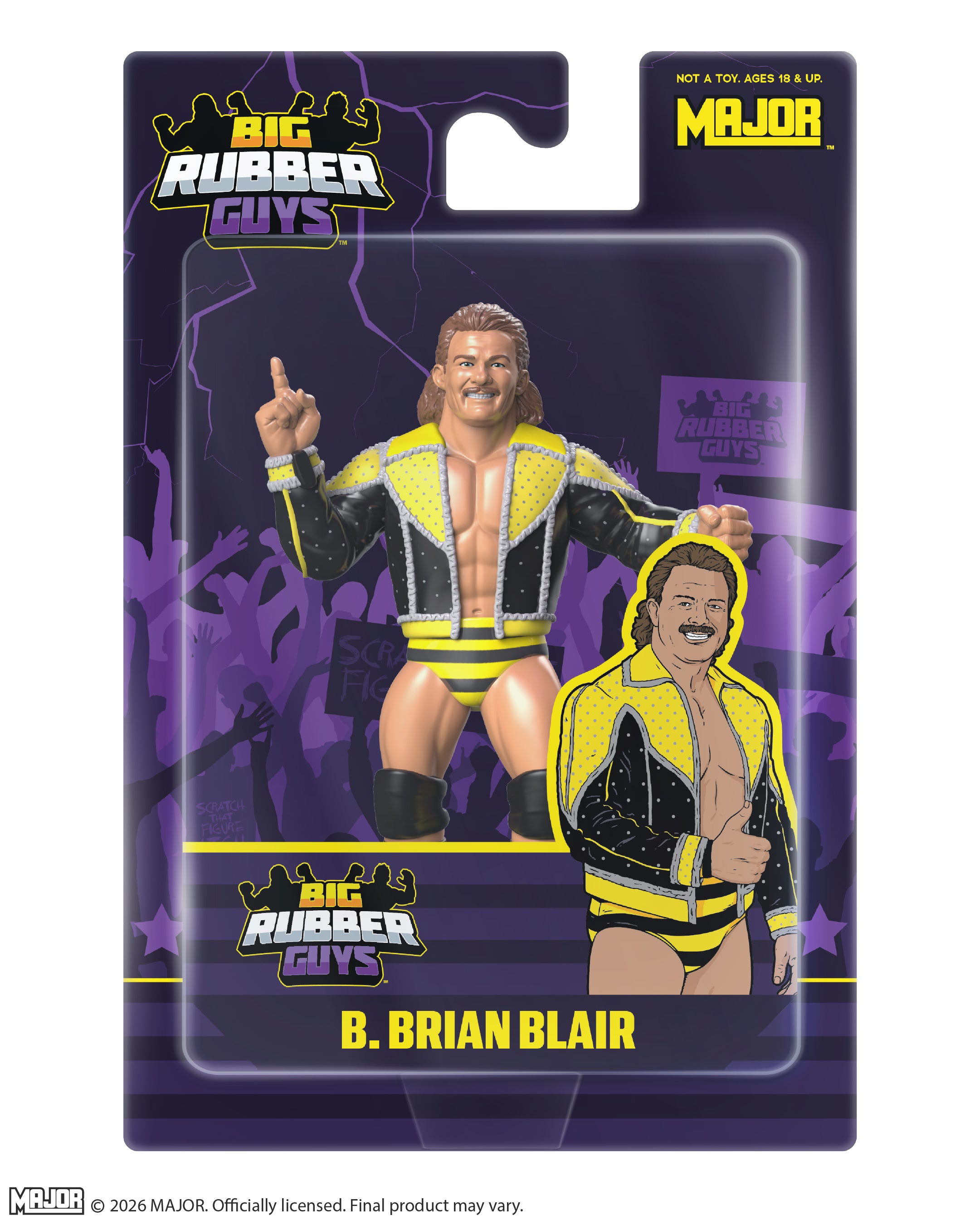 Brian Blair Big Rubber Guy Action Figure, 1980s Retro 8" Collectible Toy (FREE US SHIPPING - SHIPS IN MAY)