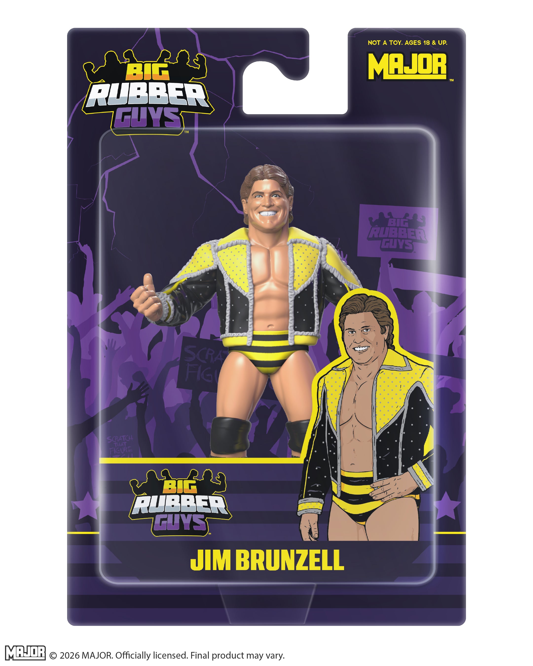 Jim Brunzell Big Rubber Guy Action Figure, 1980s Retro 8" Collectible Toy (FREE US SHIPPING - SHIPS IN MAY)